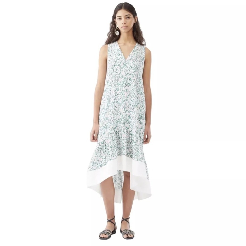 3.1 Philip Lim RTR size 8 shift sleeveless high low scribbled trees midi dress